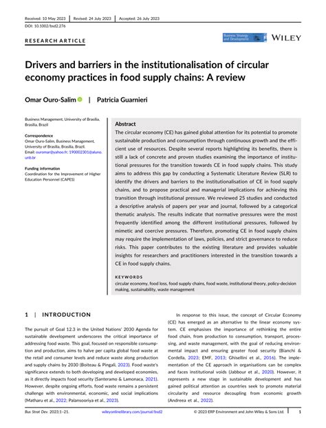 PDF Drivers And Barriers In The Institutionalisation Of Circular