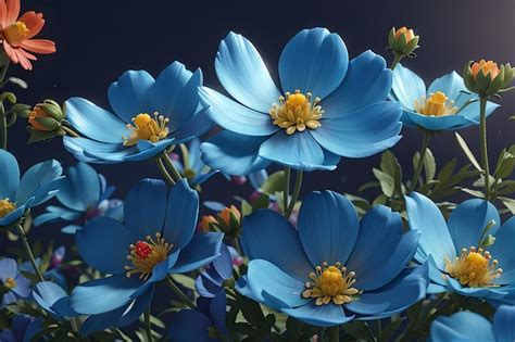 Premium Photo Blue Cosmos Flowers