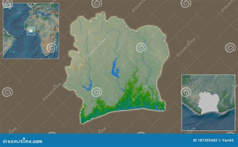 Ivory Coast Physical Country And Its Location Stock Illustration