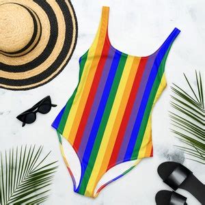 Rainbow Pride Flag One Piece Swimsuit Gay Pride Outfit Lgbtq Bodysuit Queer Pride Gear Etsy