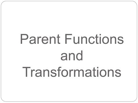Parent Functions And Transformation Answers 2