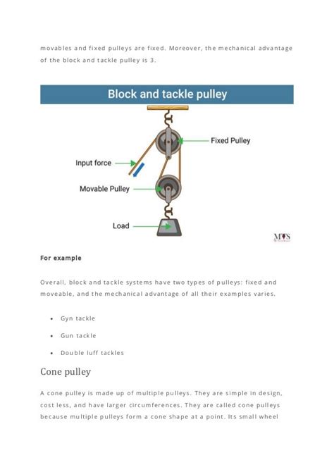 pulley parts types examples advantages  disadvantages