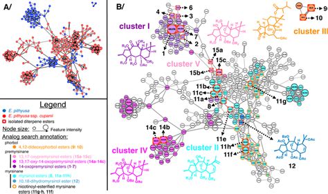 Euphorbia Diterpene Esters Molecular Networks From Extracts Of Two