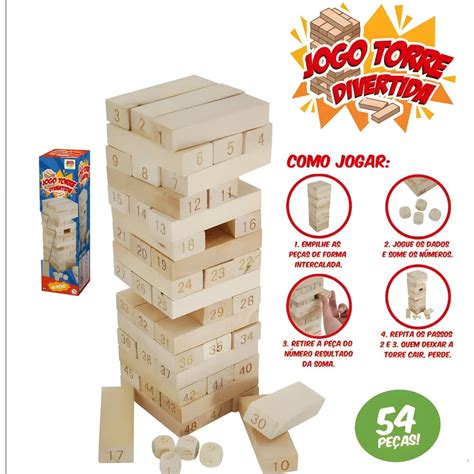 Jogo Torre Divertida Em Madeira Caiu Perdeu Jenga Pe As