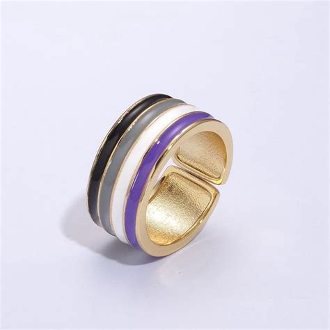 Pride Flag Rings LGBTQ Ring Gold Filled Open Adjustable Stackable Ring Trans Gay Pansexual