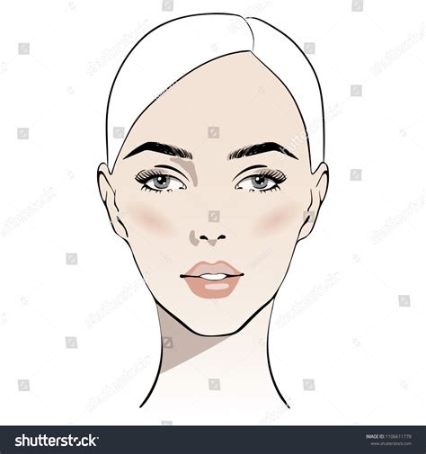 Beautiful Woman Face Nude Make Up Hand Stock Vector Royalty Free Shutterstock
