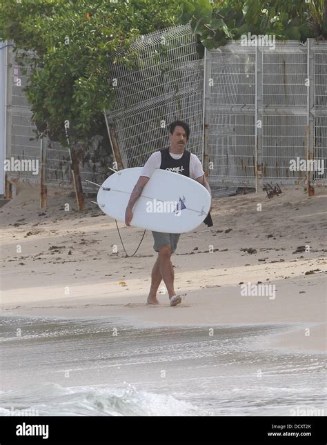 Anthony Kiedis Members Of The Rock Band Red Hot Chili Peppers Enjoy Surfing On St Barthelemy