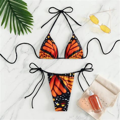 Butterfly Bikini Set Two Piece Bikini Tie Bikini Sexy Bikini Women S Swimwear 4 Colors Optional