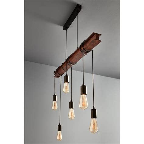 Lampadario Industriale Medbourne Nero Marrone In Acciaio L 100 5 Cm