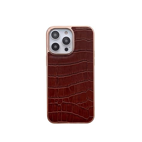 For iPhone 14 Pro Max Nano Electroplating Crocodile Texture Genuine