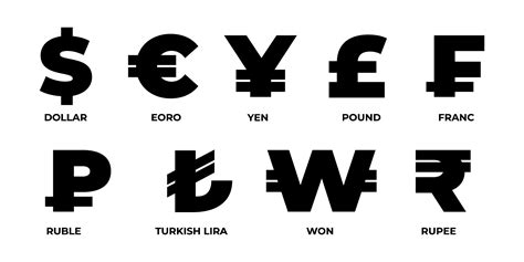 Most Used Currency Symbols 1384706 Vector Art at Vecteezy