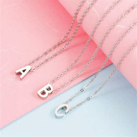 Colar De Letra Inicial Nome Prata A O Inoxidavel L Chocker Corrente