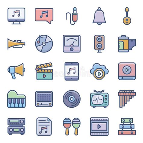 Stock Audio Flat Icons Set Stock Vector Illustration Of Icons 154616783