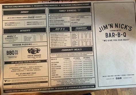 Menu At Jim N Nicks Bar B Q Conyers