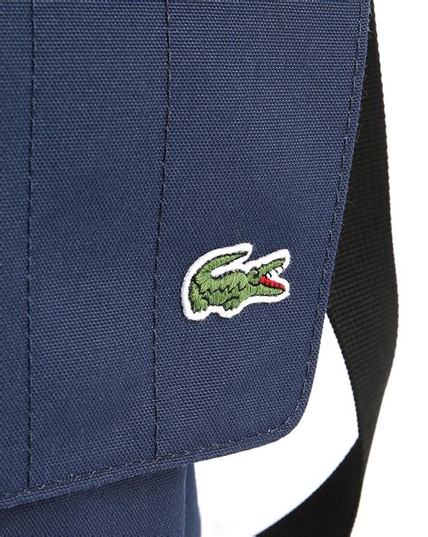 Lacoste Navy Logo Flap Messenger Bag In Blue For Men Lyst