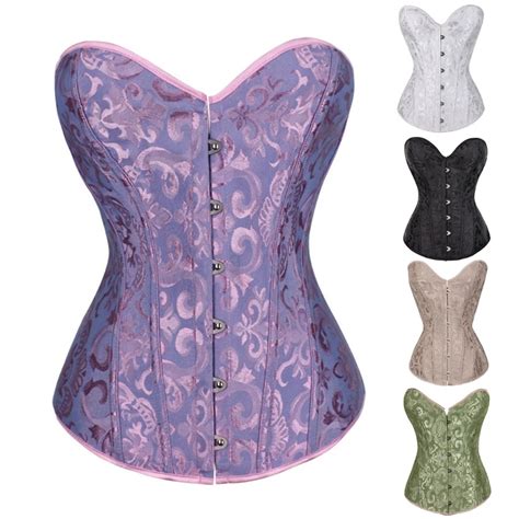 Boned Waist Corset Sexy Satin Overbust Corset Top Decorated Clubwear