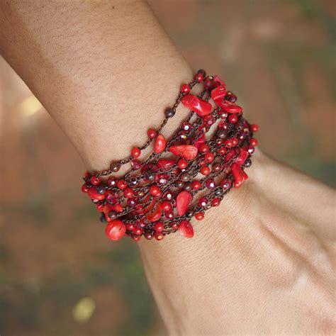 Coral Mix Multi Strands Bracelet Beaded Bracelet Boho Bracelet