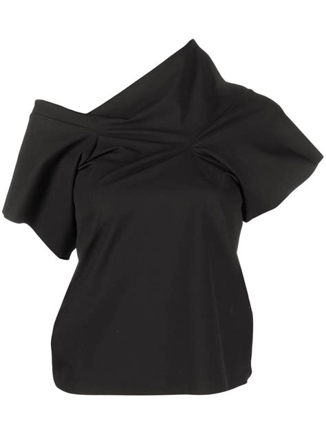 MM6 Maison Margiela Off Shoulder T Shirt Black FARFETCH