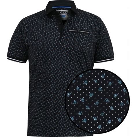 D555 By Duke Mens Big Size Patterned Polo Shirt With Jacquard Collar