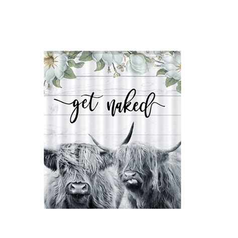 Highland Cow Shower Curtain Get Naked Western Country Farmhouse Style