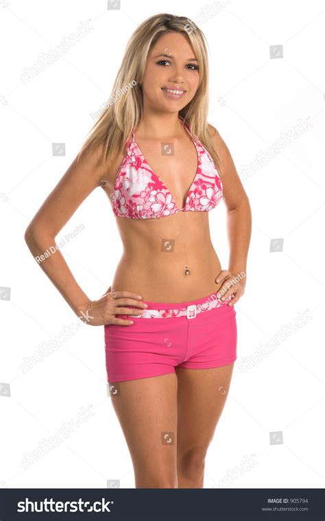 Sexy Woman Pink White Bikini Bikini Stock Photo Shutterstock