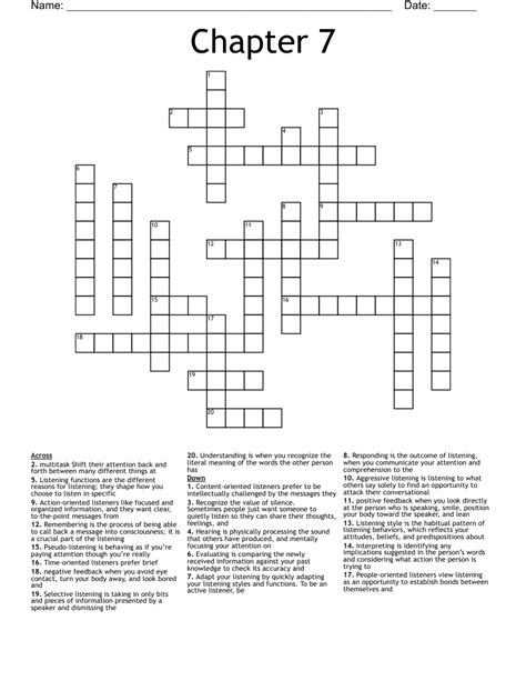 Chapter Crossword Wordmint