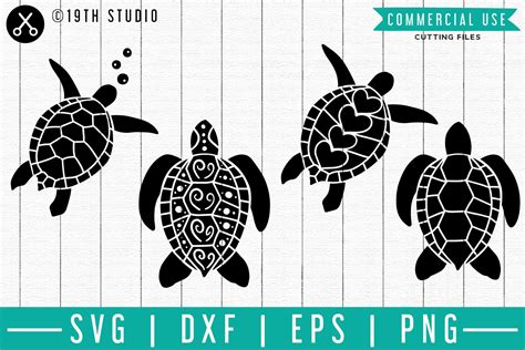 Turtle Clipart Instant Download Turtle Silhouette Svg Turtle DXF Turtle ...