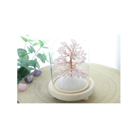 Arbre Du Bonheur Sous Cloche Quartz Rose Achat Pierres Min Raux