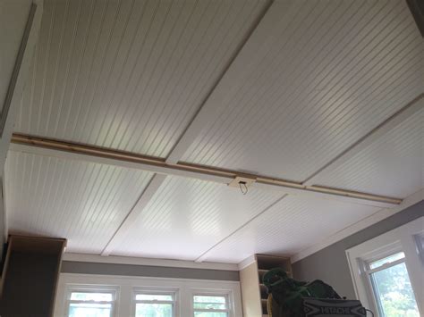 Beadboard sheets trimmed out with 1xs | Beadboard ceiling, Remodel