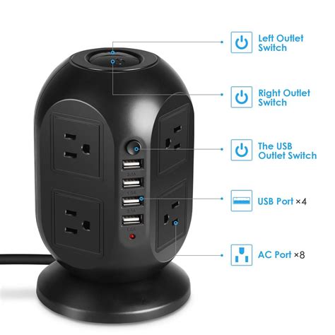 Вертикальный адаптер питания Смарт USB защита от перенапряжения 8 ...