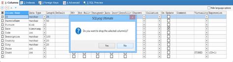 Delete Columns Sqlyog Knowledge Base