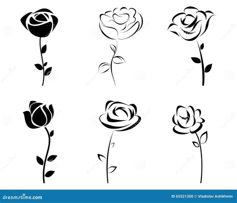 Seis Siluetas De Las Rosas Ilustración Del Vector Ilustración De Rosa