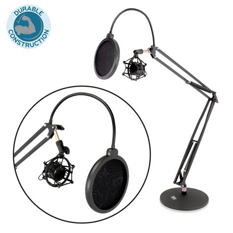 PYLE PMKSH24 - Suspension Microphone Boom Stand - Desktop Scissor ...