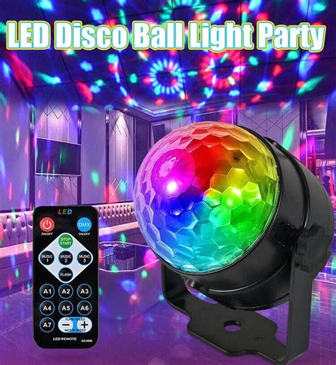 Disco Ball Party Light Sound Activated Dj Lights With Remote Control Rgb Strobe Lamp Usb 7