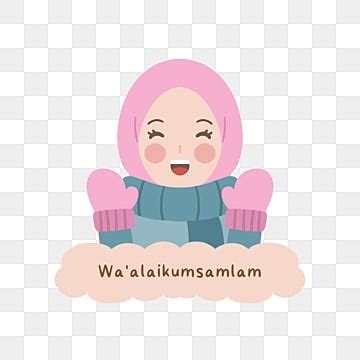 Cute Girl Hijab White Transparent Greeting Waalaikumsalam Girl Hijab