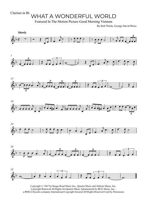 What A Wonderful World By Louis Armstrong Clarinet Solo Digital