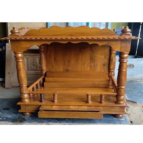 Hand Carved Brown Religious Teak Wood Temple For Worship Size