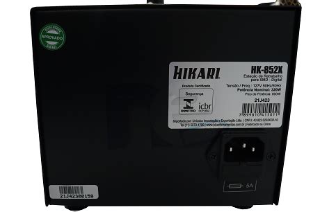 ESTAÇÃO DE RETRABALHO DIGITAL PARA SMD HIKARI HK 852X 127V 21J423