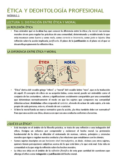 Etica Y Deontologia Profesional Resumen M1 Y M2 Lectura 1 DistinciÓn