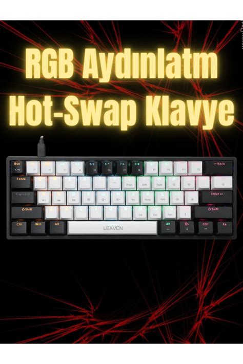 Smith Leaven K620 Rgb 61 Tuş Kırmızı Switch Hot swap Mekanik Gaming Klavye Kablolu Oyuncu