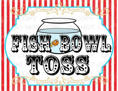 Printable Diy Vintage Circus Fish Bowl Toss Sign 85 X 11 Instant
