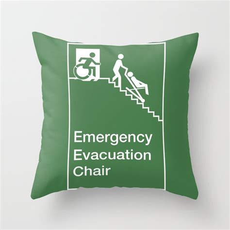 Accessible Means Of Egress Icon Emergency Evacuation Chair Sign Throw Pillow By Accessible Exit