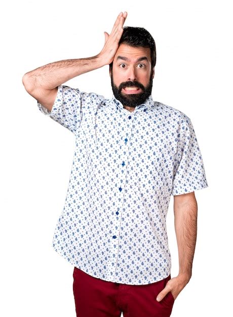 Free Photo Handsome Brunette Man With Beard Having Doubts