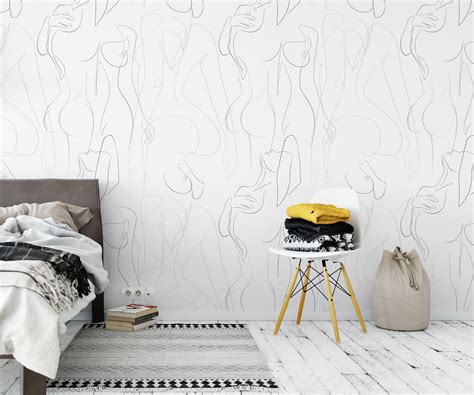 Removable Wallpaper Nude Women Female Body Luxury Décor Figure Drawing Wall Art Wall Design