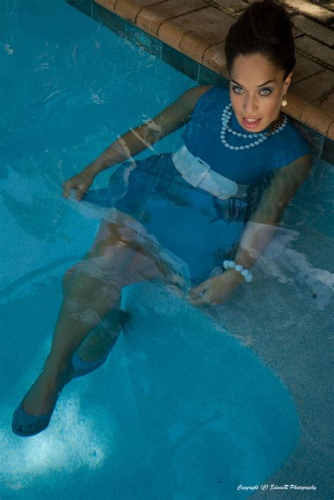 Wet Hot Girls Model In Blue Dress Wet Show