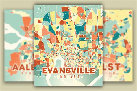 Evansville Colorful Map Graphic By Poster Boutique · Creative Fabrica