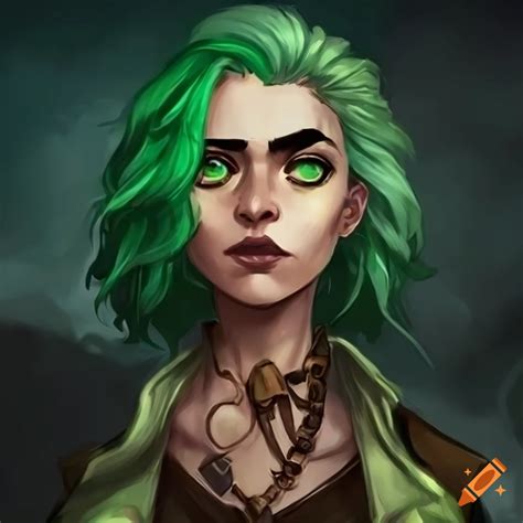 Female Arcane Character With Green Hair On Craiyon