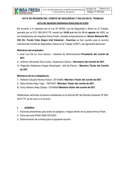 Acta de reunion del comite 005 2022 ACTA DE REUNION DEL COMITÉ DE