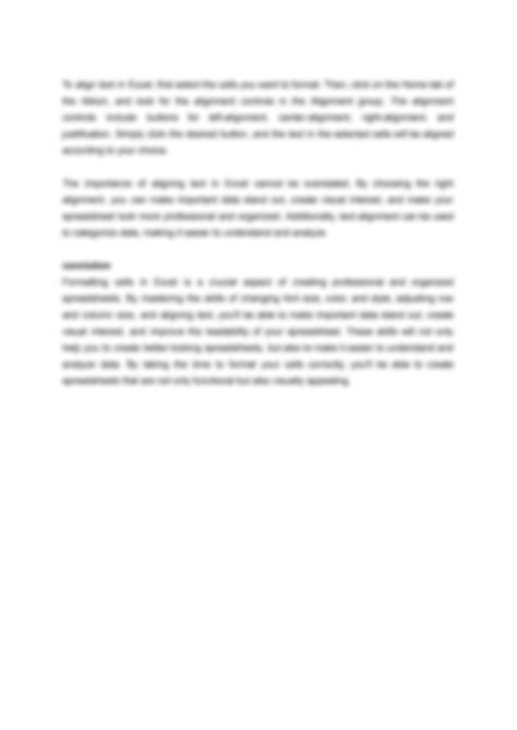 Solution Excel Tutorial 2 Formatting Cells Studypool