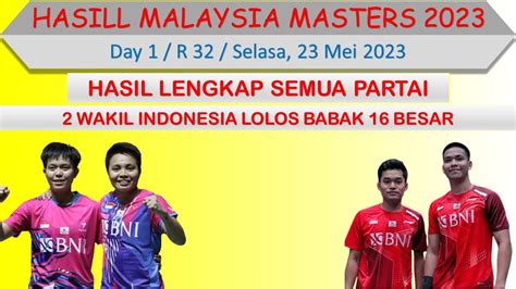 Hasil Malaysia Masters 2023 Hari Ini Day 1 R 32 2 Wakil Indonesia